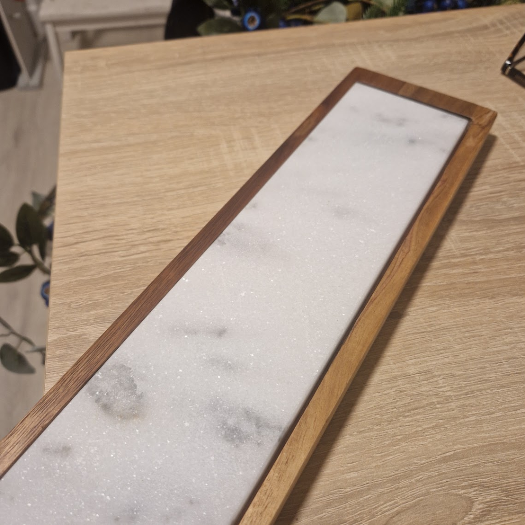 Marble Wooden Long Serving Tray