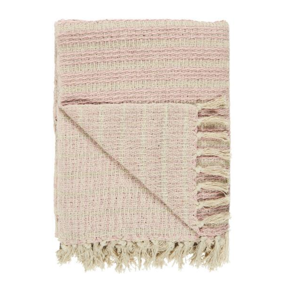 IB Laursen Throw Cream & Pink Stripes