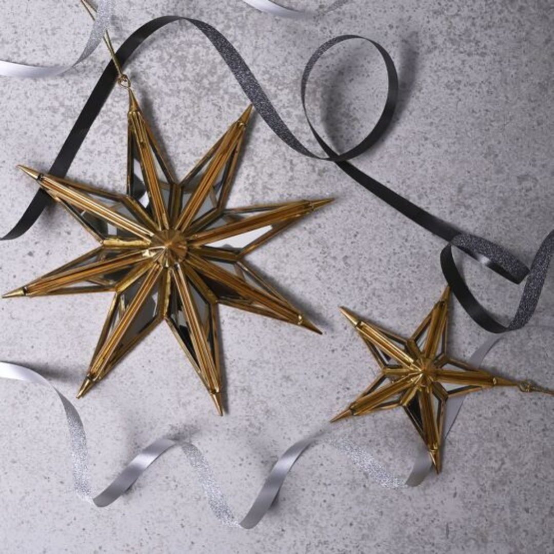 Celestial Gold Mirror Star Tree Decoration Small