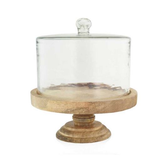 Wooden Pedestal Cloche (Medium)