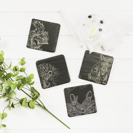 The Just Slate Company Woodland Friends Slate Coasters (Set of 4)