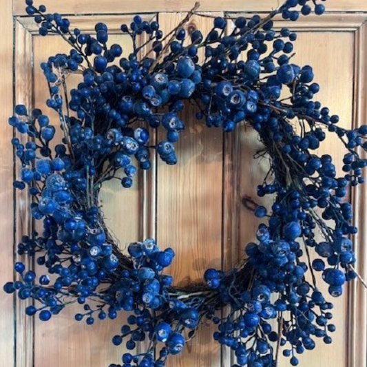 Christmas Faux Wreath Blue Berry 22"