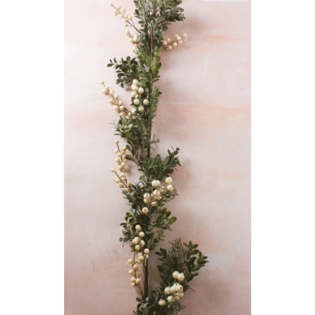 Faux White Berry Garland 5ft