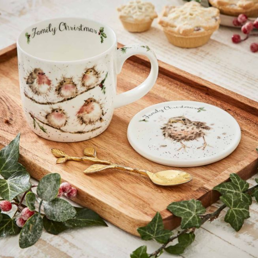 Wrendale Christmas Family Mug & Coaster Set