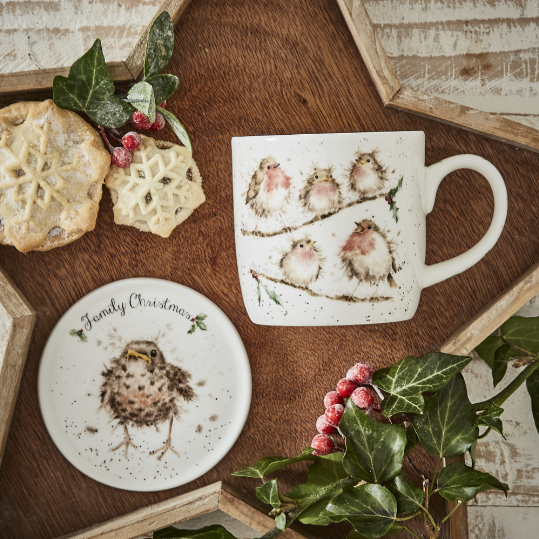 Wrendale Christmas Family Mug & Coaster Set