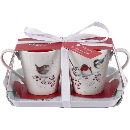 Wrendale Christmas Birds Mug & Tray Set