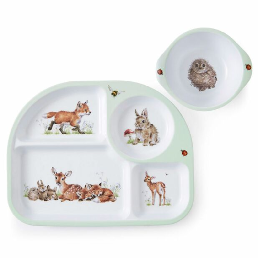 Little Wren Divided Tray & Bowl Two Piece Melamine Set