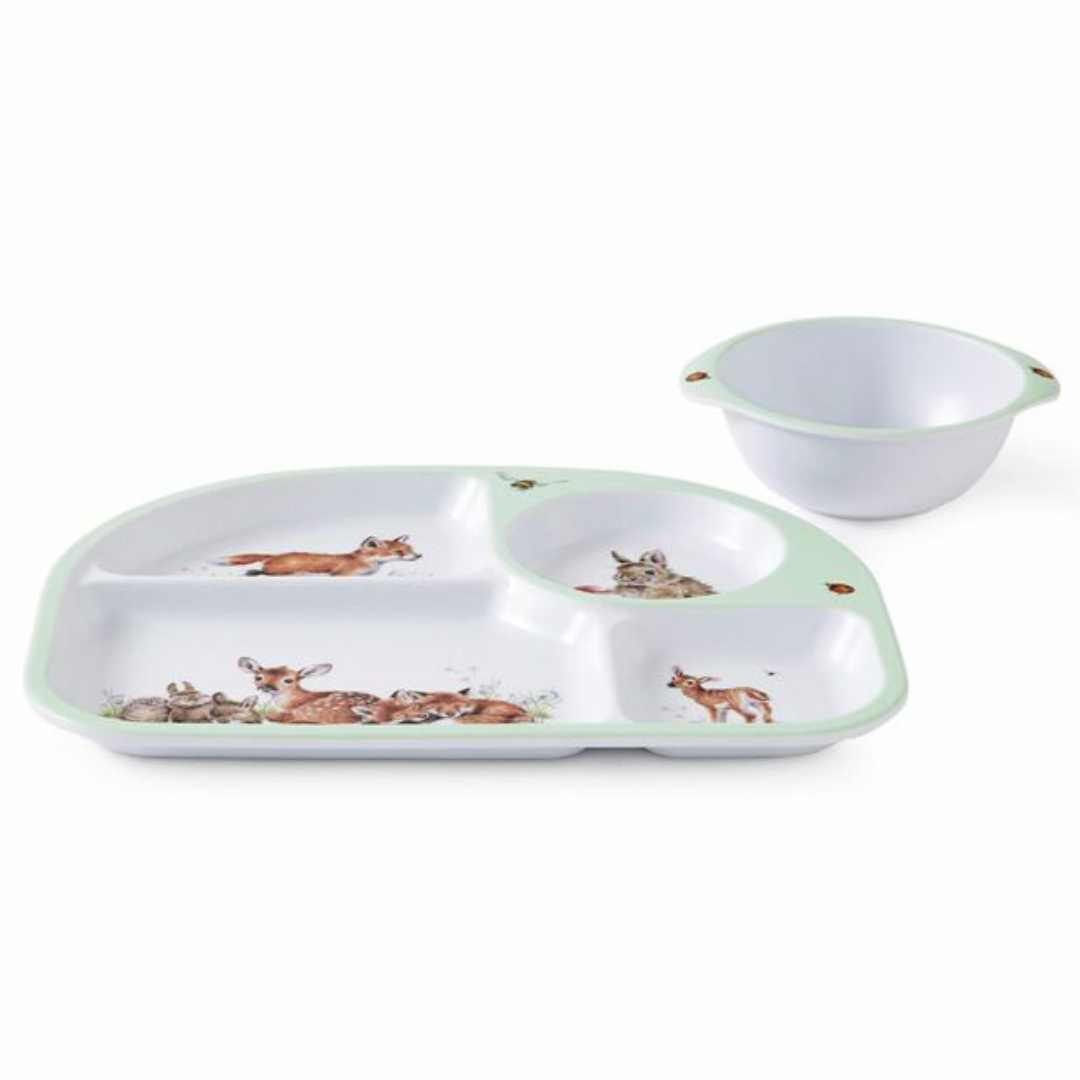 Little Wren Divided Tray & Bowl Two Piece Melamine Set