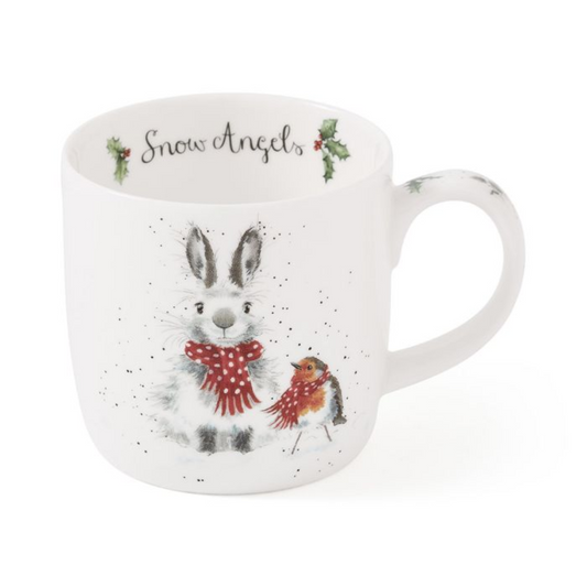 Wrendale 'Snow Angels' Rabbit & Robin Mug